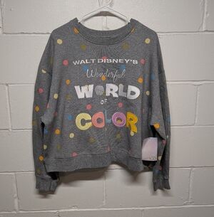2023 "Walt Disney's Wonderful World of Color" Sweatshirt Colorful Polka Dot NWT